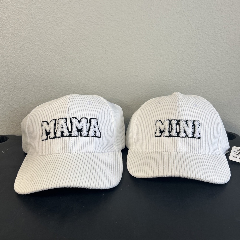HaT Matching Hats Women Adjustable White New Corduroy Mama and Mini Baseball Cap